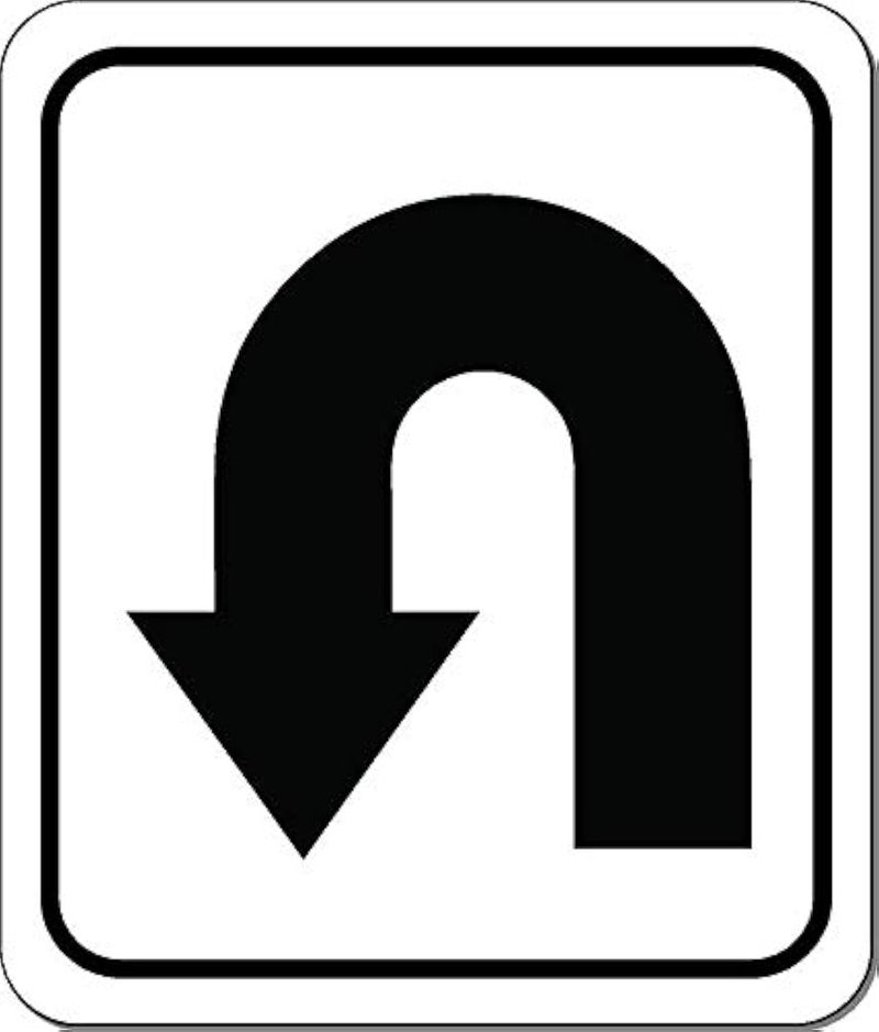 Work House Signs U-Turn Right Arrow Aluminum Composite Outdoor Sign - Right Turn Only - 8.5" X10" - Image 1